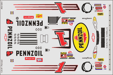 GRAFIX #1 PENNZOIL DECALS