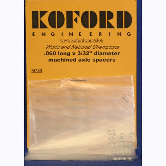 KOFORD .060 LONG X 3/32 ID ALUMINUM AXLE SPACERS  (EACH PACK)